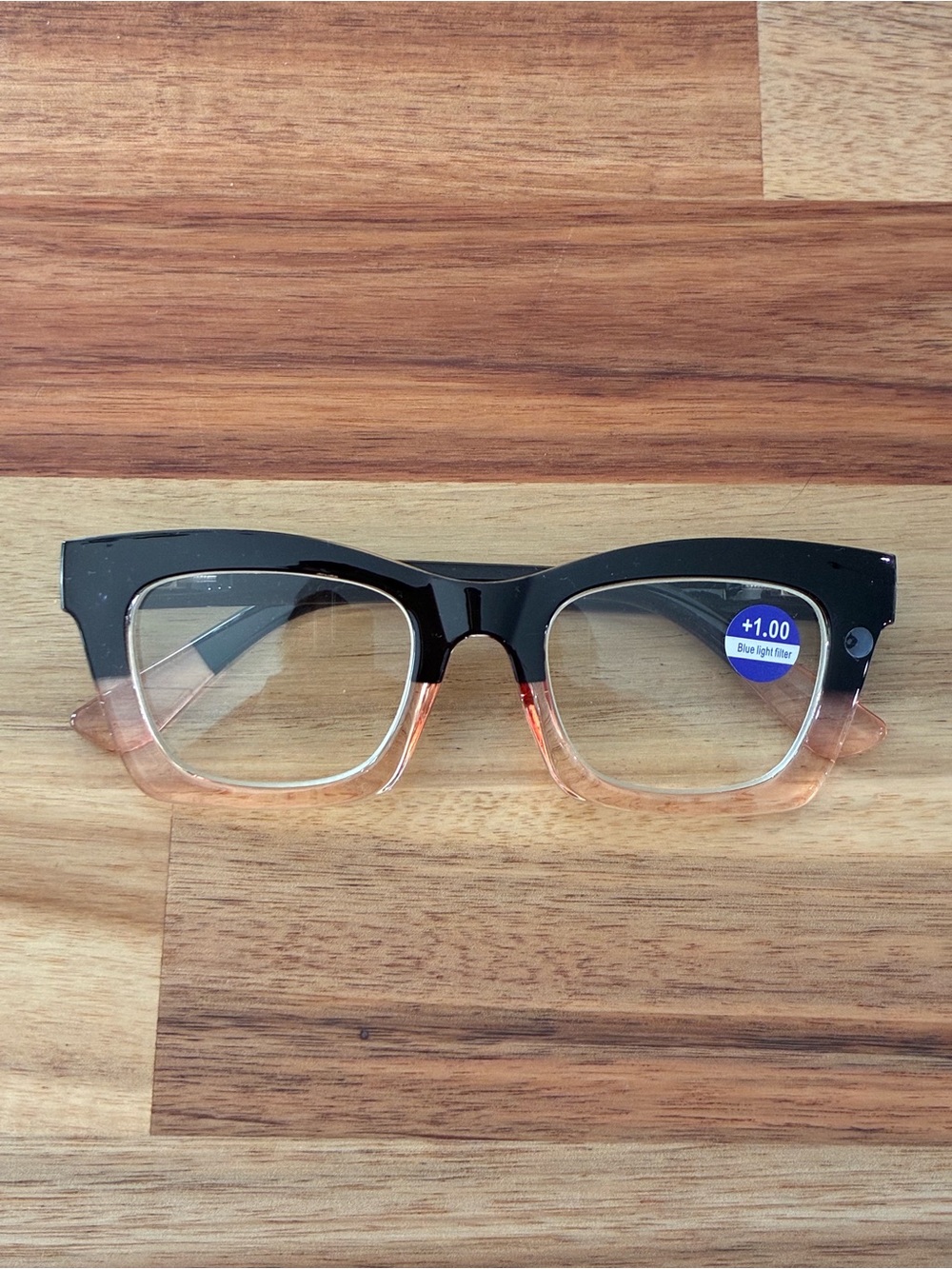 DKNY DK01 Eyeglasses Glasses Frames Transparent Peach and Black +1.0 44-22-139